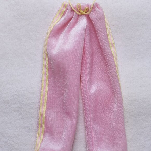 Vintage Genuine Barbie Doll Clothes Straight Leg Loose Pants Pink and Yellow - Picture 1 of 7
